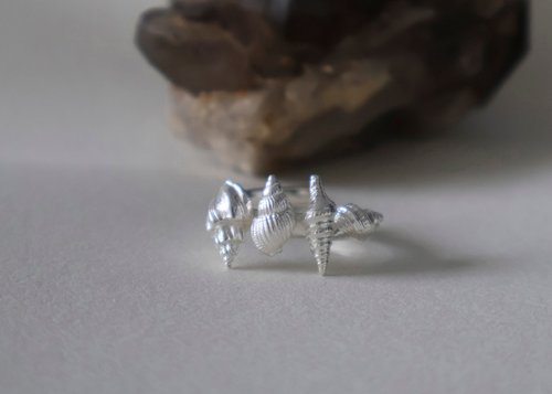 S-JEWELRY首飾店 小海螺排排坐 純銀開口戒指S925銀手工指環
