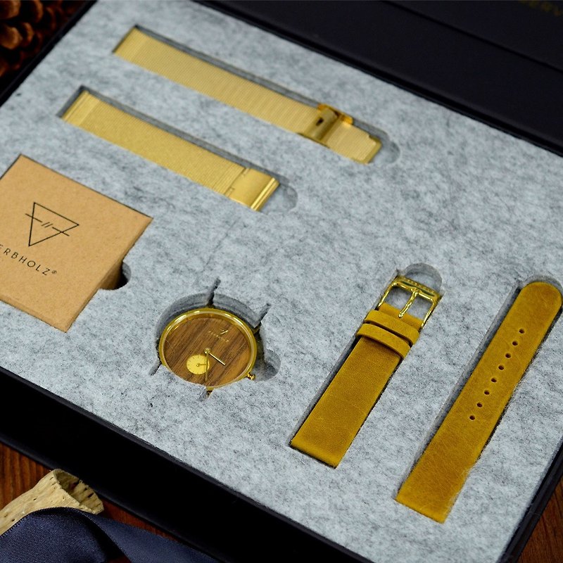 KERBHOLZ-Log Watch-FRIDA Christmas Gift Set-For Women - นาฬิกาผู้หญิง - ไม้ สีนำ้ตาล