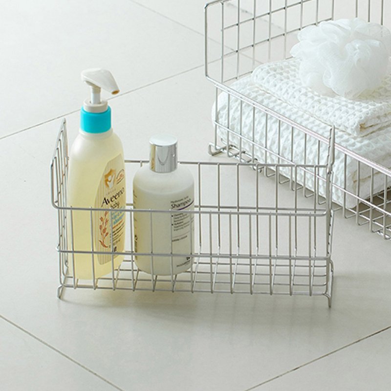 [Shimoyama Japan] 304 Stainless Steel Bathroom Storage Basket / Hanging Organizer (Detachable Hook) - Shelves & Baskets - Stainless Steel Silver