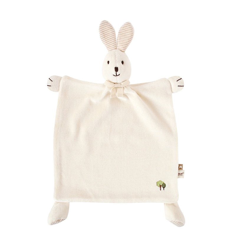 [SISSO Organic Cotton] Organic Rice Bunny Soothing Handkerchief Towel - Kids' Toys - Cotton & Hemp White