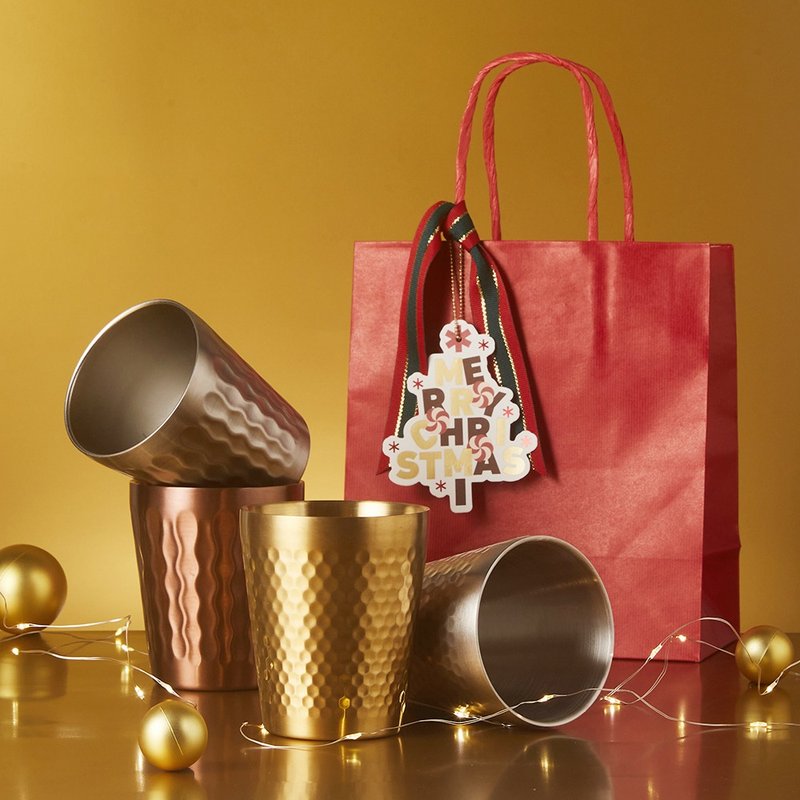 [Free Christmas Gift Bag] D&M Double-layered Stainless Steel Cups Set of Four - Cups - Stainless Steel Gold