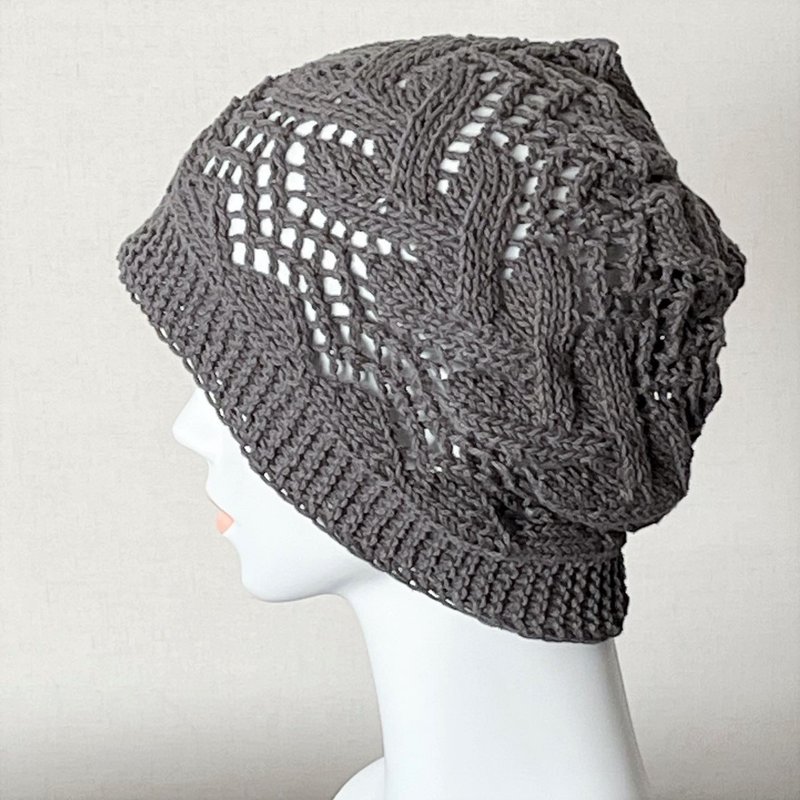 Cotton Beanie Knit Hat - Gray - หมวก - ผ้าฝ้าย/ผ้าลินิน สีเทา