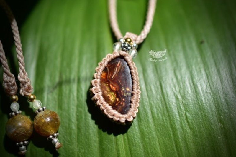 火山の遊色効果★ファイヤーアゲート マクラメペンダント457 - 項鍊 - 寶石 