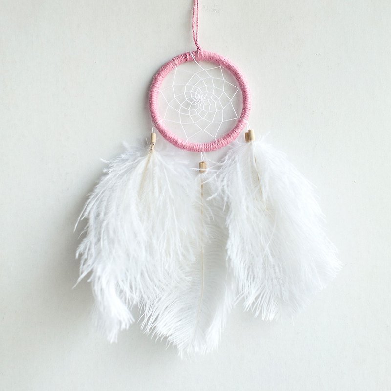 Dream Catcher 8cm - (Hemp rope - light pink) - Forest department, Christmas exchange gifts - ของวางตกแต่ง - วัสดุอื่นๆ สึชมพู