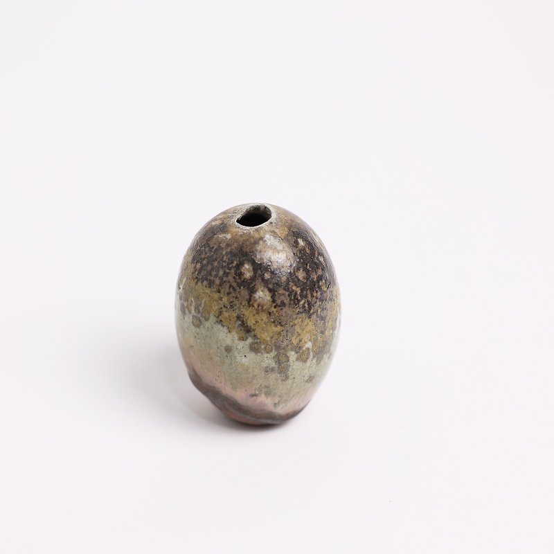 明芽窯 l 柴燒志野雙色小花器 暗紅 橘黃白 陶器 陶藝品 插花 T - 花瓶/花器 - 陶 紅色