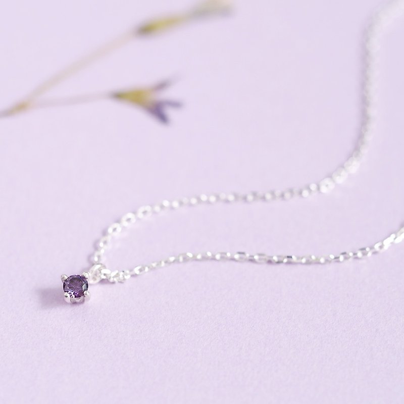 Solitary Amethyst Necklace Silver 925 - Necklaces - Other Metals Purple