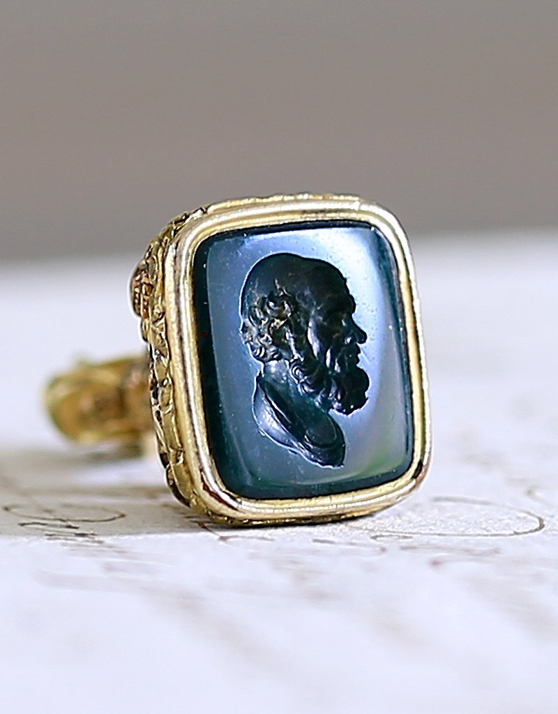 British 19th [Socrates] antique gold-plated Wax seal pendant wax seal - อื่นๆ - โลหะ สีทอง
