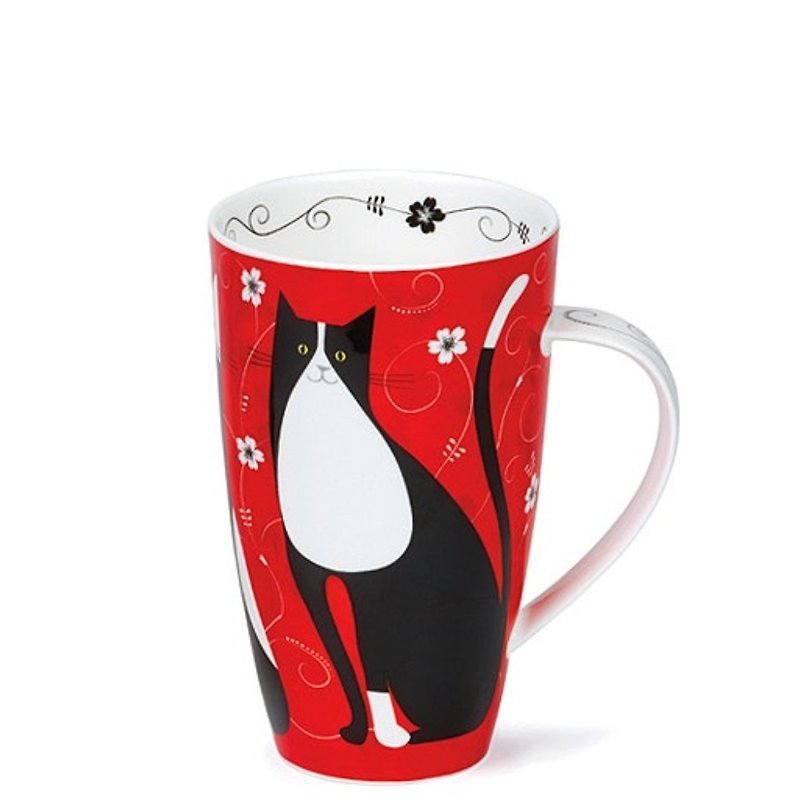 ロングテールの猫のマグカップ - 黒と白 - マグカップ - 磁器 
