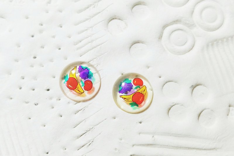 Fruit platter transparent child earrings / clip / needle type - ต่างหู - พลาสติก สีใส