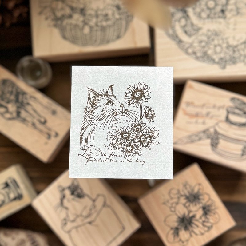 New / no.212 cat on flower road stamp -  Honey / Ships on December 20th - Stamps & Stamp Pads - Wood 