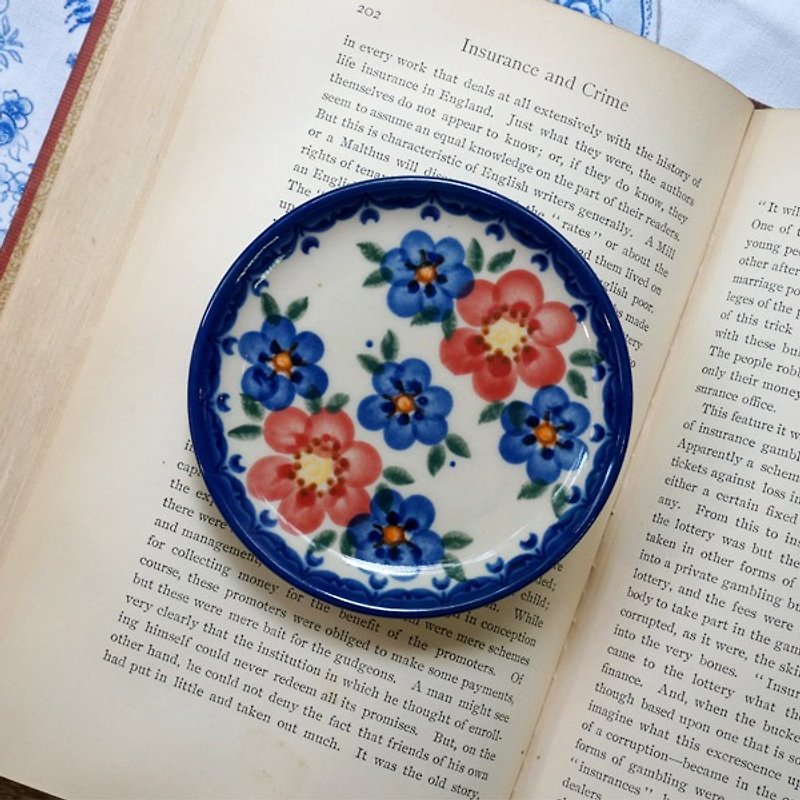 波蘭手工繪畫杯墊(小藍紅花) - 杯墊 - 瓷 