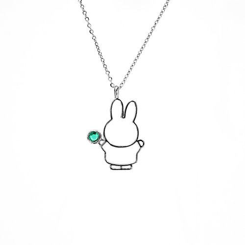 Mille-Feuille Fashion 【Pinkoi x miffy】Miffy 祖母綠水晶項鍊 | 五月誕生石