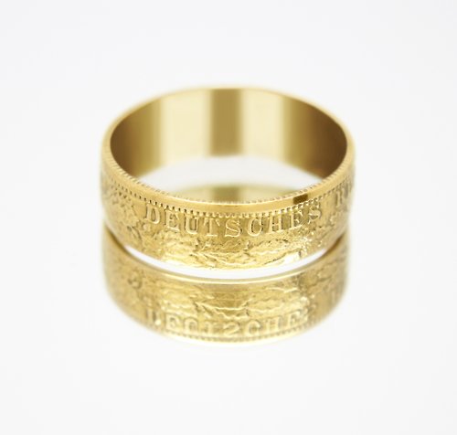 CoinsRingsUkraine Gold Coin Ring Germany 1 Mark 1873-1916 (replica) 18k gold plated ring