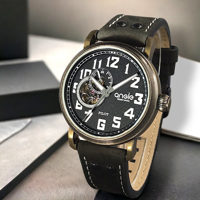 Flight Series 1.0 bronze shell + black belt - นาฬิกาผู้ชาย - สแตนเลส 