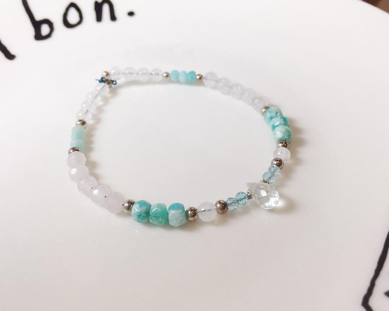 MH pure silver natural stone custom series _ lucky spring (Tianhe stone limited edition: 1) - Bracelets - Gemstone Green