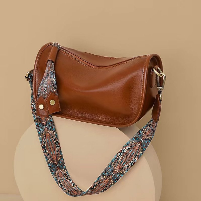 Genuine leather mobile phone bag, coin purse, crossbody bag, high-end side backpack - Messenger Bags & Sling Bags - Genuine Leather Black