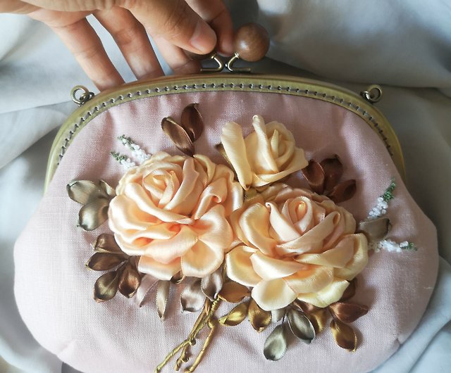 Bag, clutch, embroidered rose ribbon - Shop SACHA Studio Clutch Bags -  Pinkoi