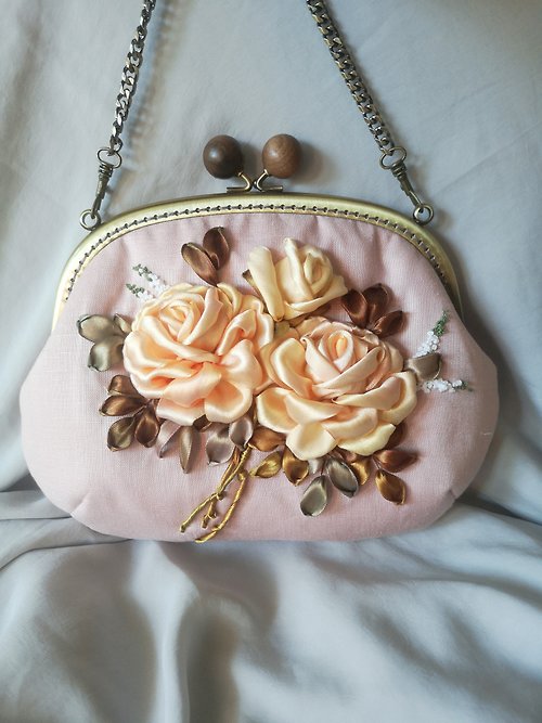 Bag, clutch, embroidered rose ribbon - Shop SACHA Studio Clutch Bags -  Pinkoi