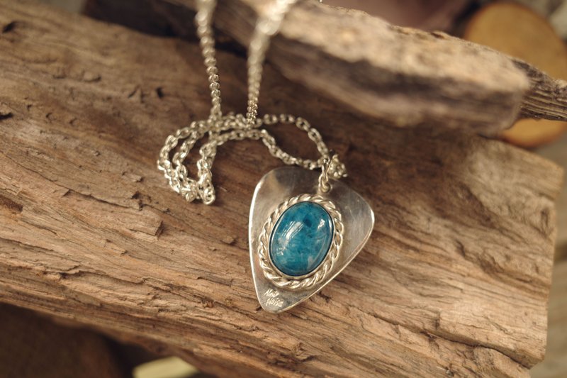 深潛的藍- 925純銀藍磷灰項鍊 - 項鍊 - 純銀 銀色