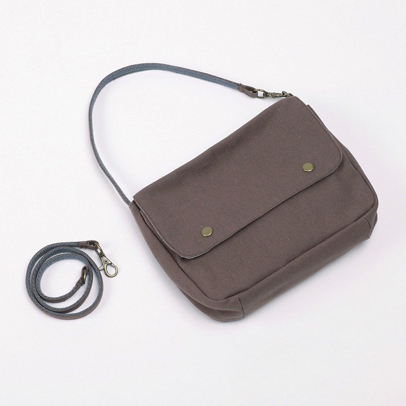 Multi-purpose carry small packet - gray iron - กระเป๋าแมสเซนเจอร์ - ผ้าฝ้าย/ผ้าลินิน สีนำ้ตาล