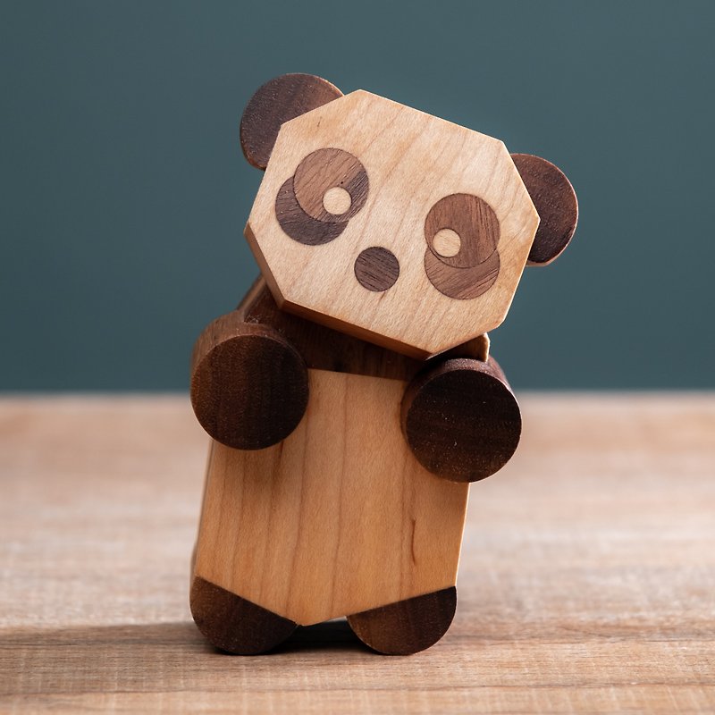 PANDA - 公仔模型 - 木頭 咖啡色
