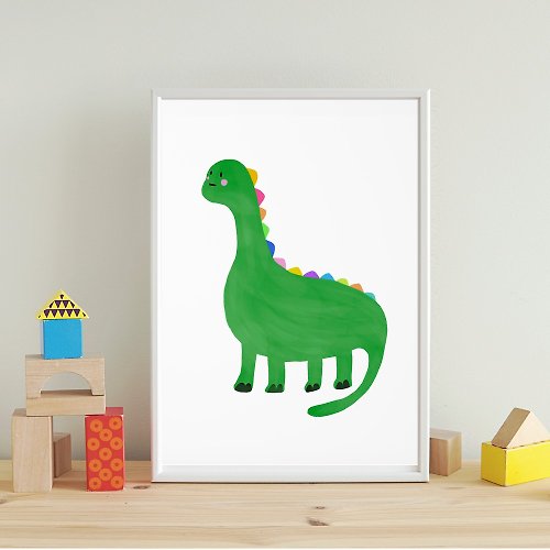 Ellie go lucky Art print/ Dinosaur / Illustration poster A3