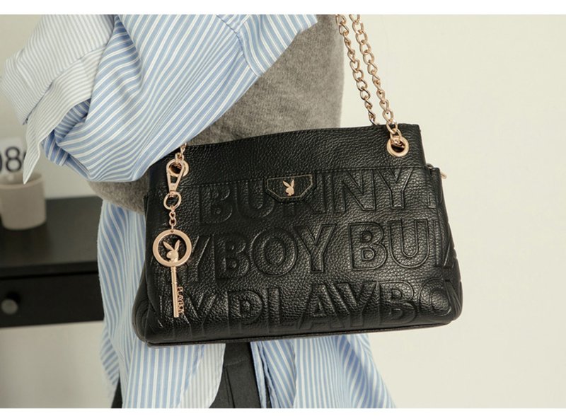 PLAYBOY - Shoulder Bag Superb Series - Black - กระเป๋าแมสเซนเจอร์ - หนังแท้ สีดำ