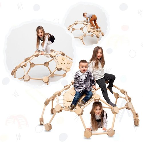 Goodevas 木製攀爬架 Geodome - 適合 2-6 歲兒童的攀爬圓頂 蒙特梭利玩具