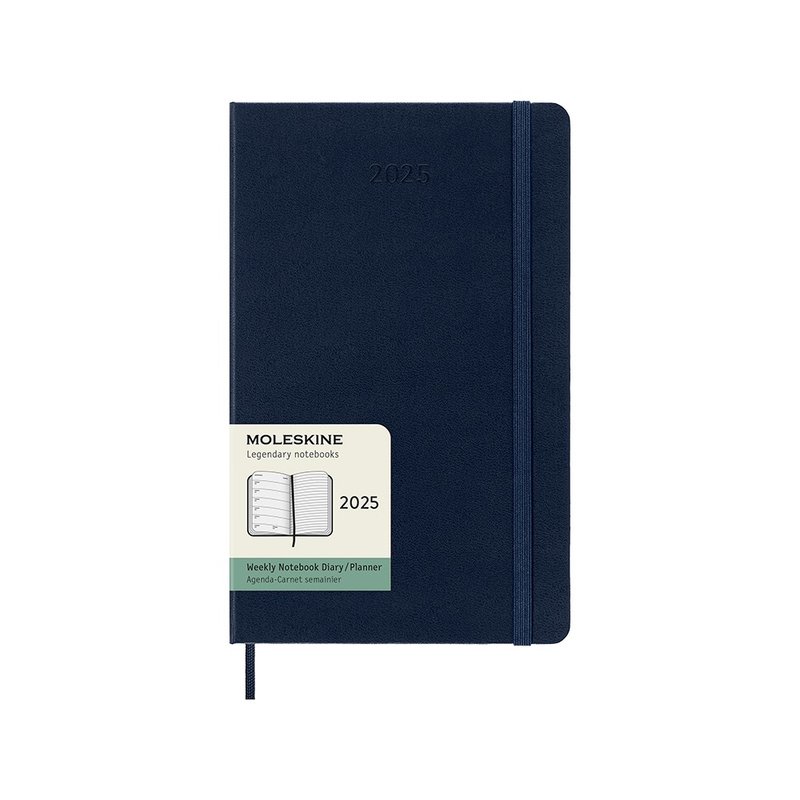 MOLESKINE 2025 Weekly Diary 12M Hard Case - L-shaped Sapphire Blue Hot Stamping Service - สมุดบันทึก/สมุดปฏิทิน - กระดาษ สีน้ำเงิน