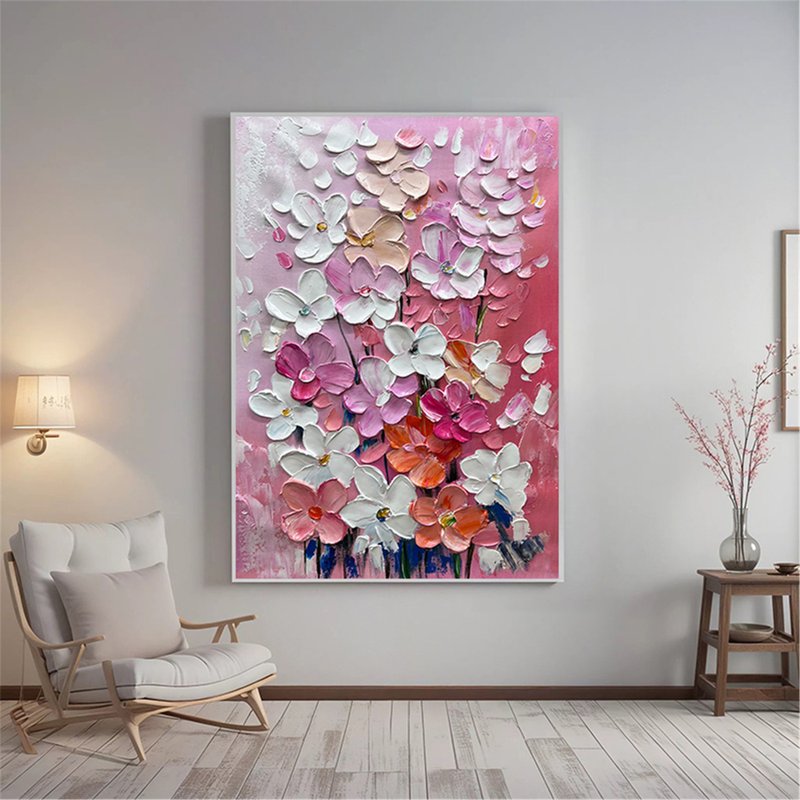 繁花 手繪油畫/抽象/原創商品/裝飾畫/現代畫/客廳/走廊臥室掛畫 - 海報/掛畫/掛布 - 亞麻 多色