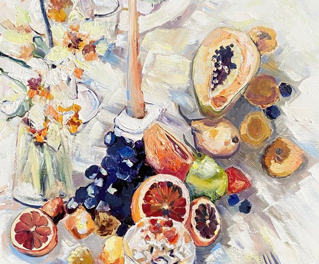 絵画油絵静物果物ミニ美