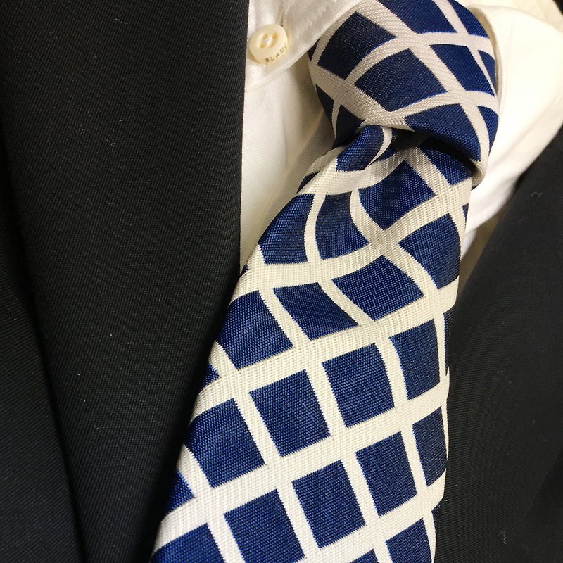 Plaid pattern blue tie checked necktie - Ties & Tie Clips - Cotton & Hemp Blue