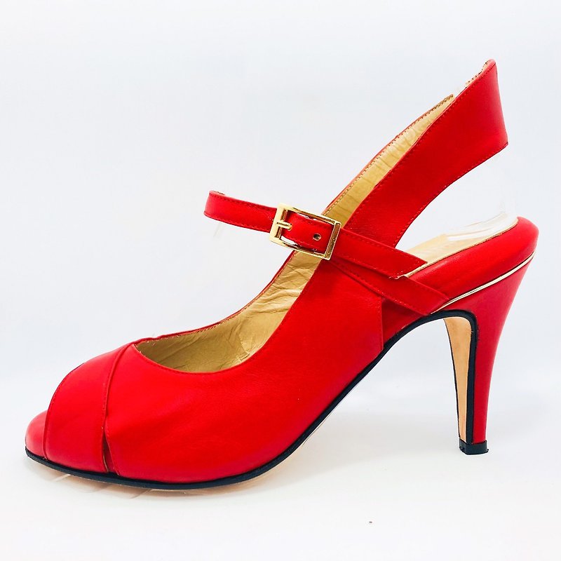 Tina Roja Cross Red Sandals (Normal Last)