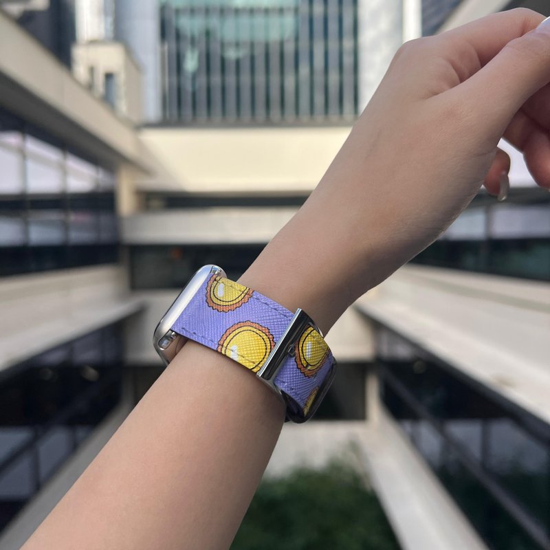 エッグタルト Apple Watch レザーバンド 1/2/3/4/5/6/7/8/9/10/11 SE ULTRA 1-2 - 時計ベルト・時計バンド - 革 シルバー