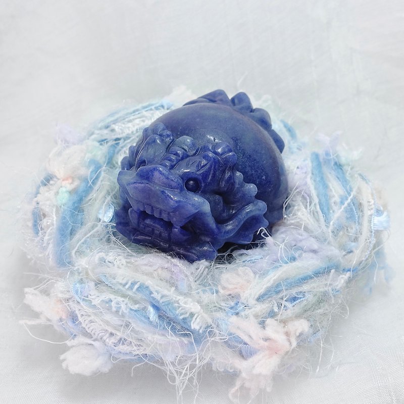 Blue aventurine dragon turtle with handmade mineral pad - Items for Display - Semi-Precious Stones 