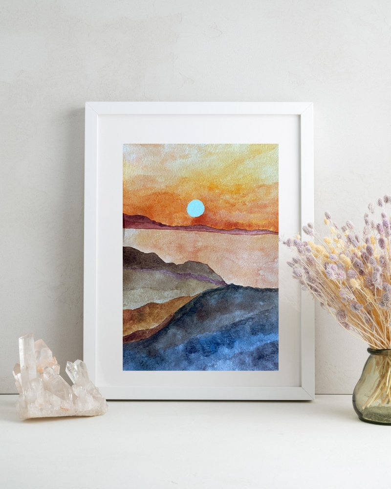 夕暮れの富士山-日本/富士山/和風/レトロ風/居酒屋装飾/郷愁 - ポスター・絵 - 紙 オレンジ