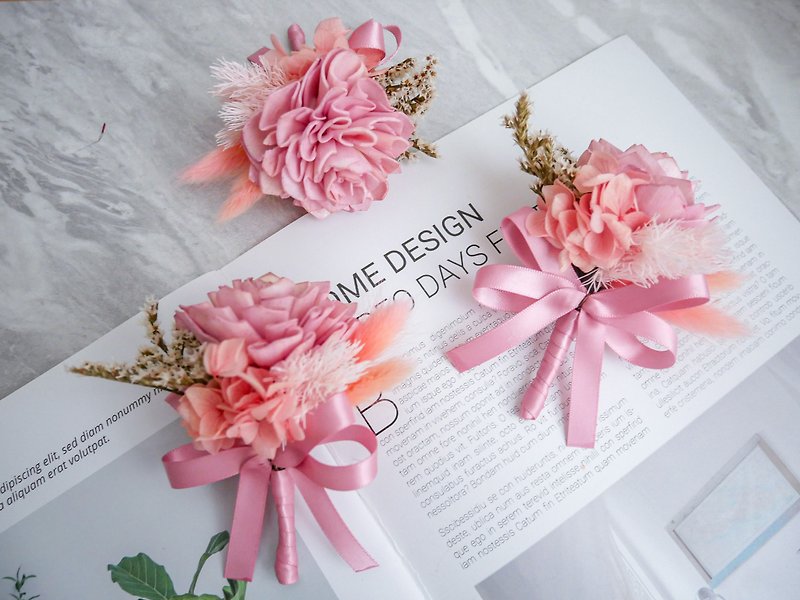 Dried flower corsage [peach and plum fragrance] officiant&#39;s corsage/wedding corsage/pink/reception/customization
