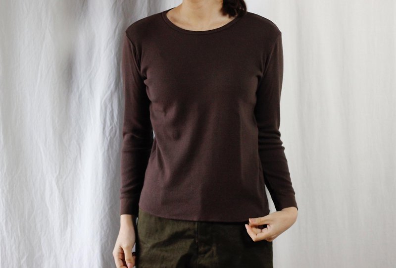 Post-dyed milling cutter T-shirt / BR - Women's Tops - Cotton & Hemp Brown