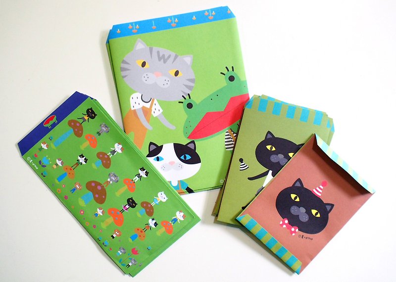 E*group 綜合 禮物包裝袋 信封 內入10個 青蛙 貓 - 心意卡/卡片 - 紙 