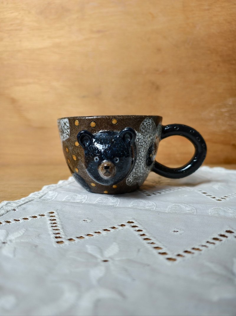 熊熊刻花咖啡杯 - 咖啡杯/馬克杯 - 陶 