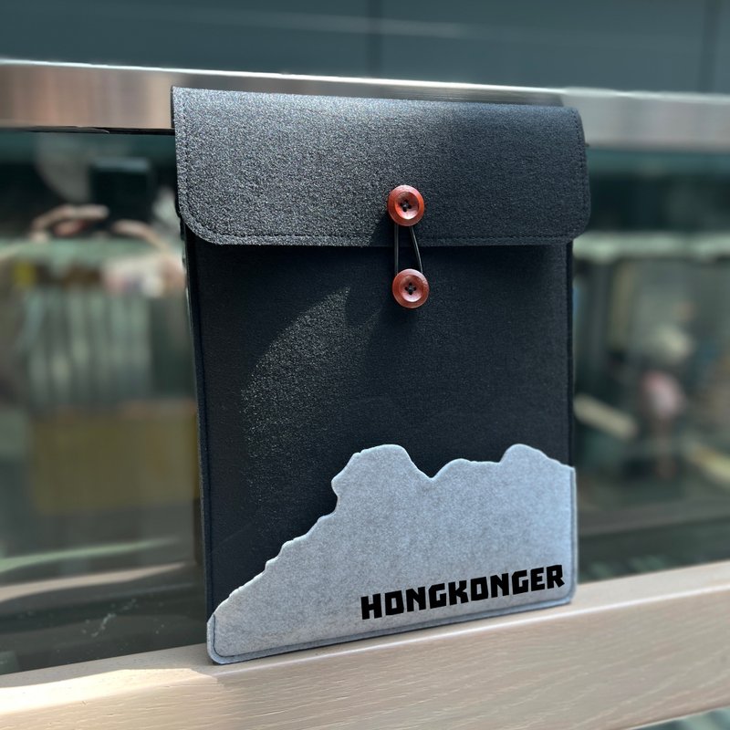 【立體獅子山(自訂英文名)】直款毛氈電腦袋(13-14吋) - 電腦配件 - 其他材質 黑色