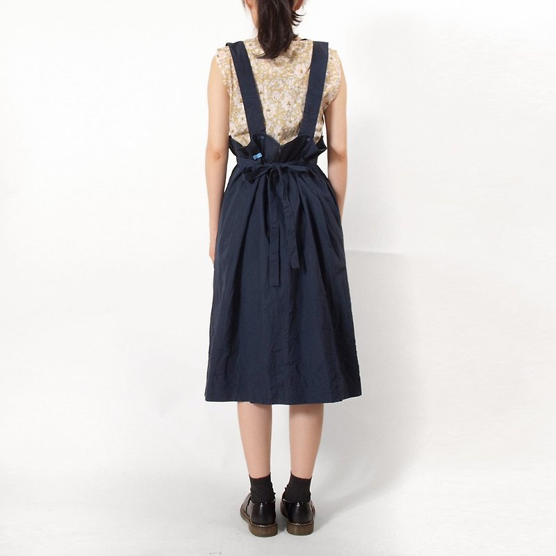 │moderato│ strap vintage retro Miss Dress │vintage. Forest retro. British literature and art. Japanese girl - Skirts - Polyester Blue
