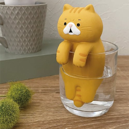 Decole Concombre 生活雜貨 日本Decole 自然氣化加濕器 - 掛在杯緣的虎斑貓