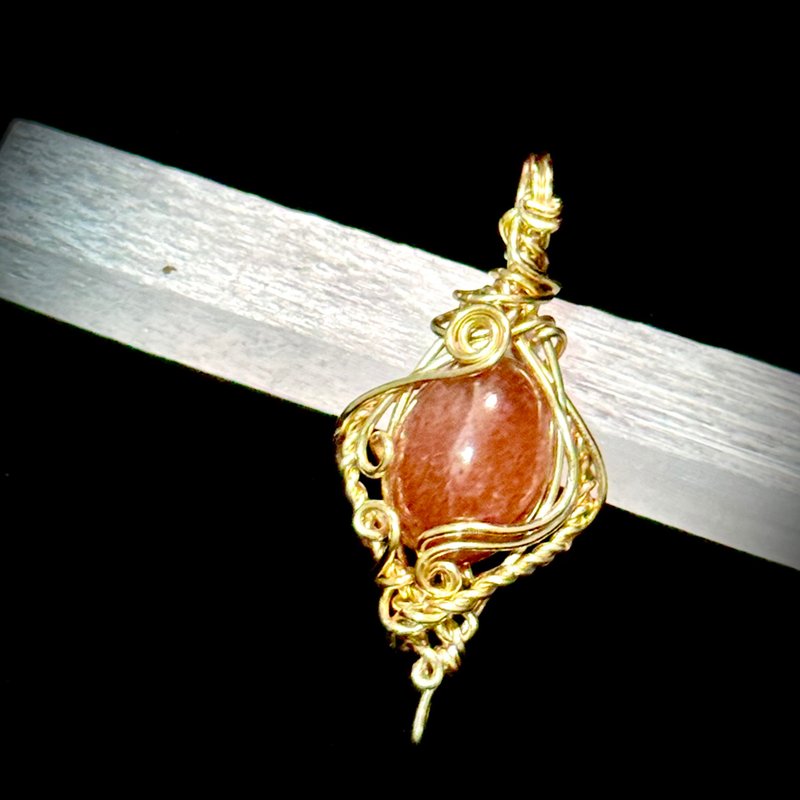 【炎晶】 金屬編織 太陽石項鍊 - 項鍊 - 水晶 橘色