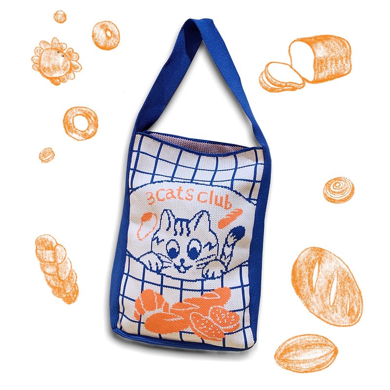 knitted bread bag - Handbags & Totes - Polyester Blue