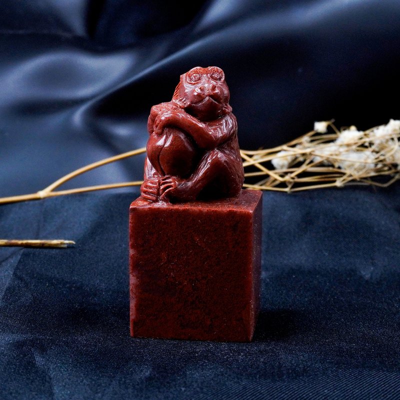 Customized Handmade Seal-|Laos Stone Monkey 2.5 CM|Hand-carved seal - ตราปั๊ม/สแตมป์/หมึก - หิน 