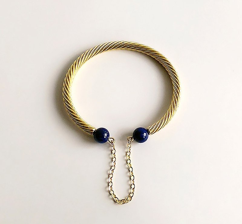 [Gem Series] hand made of natural ore lapis lazuli bracelet - Bracelets - Other Metals Gold