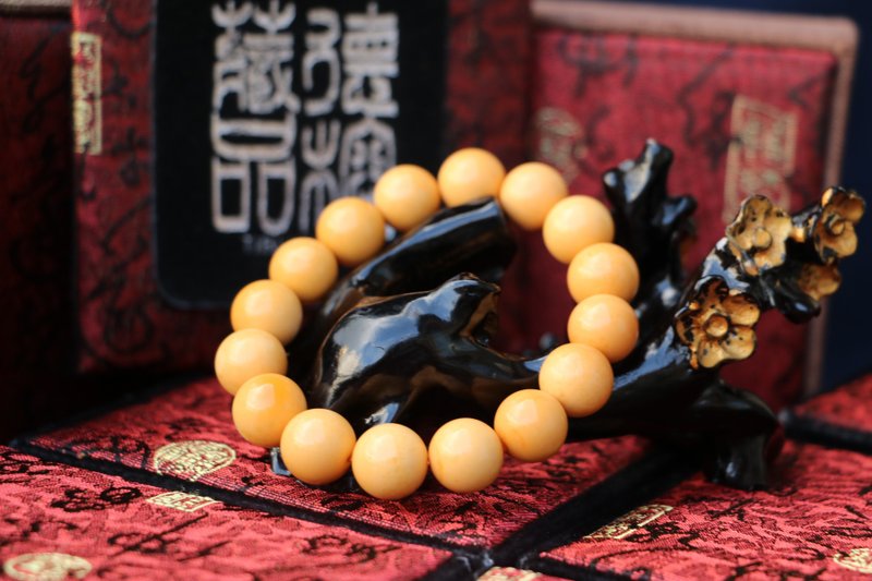 Taiwan TIBUKKYO | Natural Yellow Myanmar Topaz Beaded Bracelet 12mm Stone Jewelr - สร้อยข้อมือ - หยก 