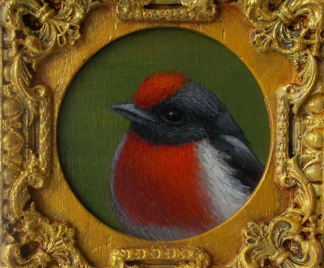 額縁に入った小さな鳥の絵 ギフトアイデア すぐに掛けられるミニ