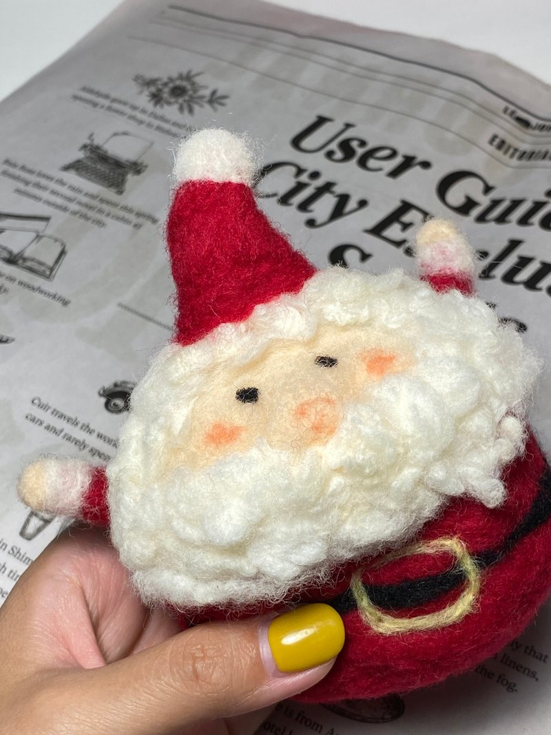 被煙囪卡住的耶誕老公公羊毛氈口金包 - 零錢包/小錢包 - 羊毛 紅色